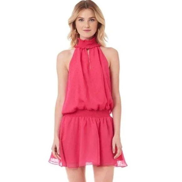 Amanda Uprichard Sleeveless Smocked Kimmie Mini Dress RedWomen's Size Large - Picture 1 of 8